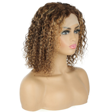 13*4 lace curly bobo human hair wigs #9359
