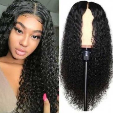 Long curly hair machine wigs black #9324